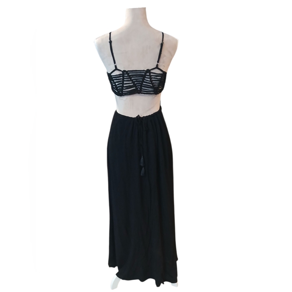 CBrand Open Back Thrashed Smocked Maxi Dress Small Textured Dotted Vamp - Picture 2 of 14
